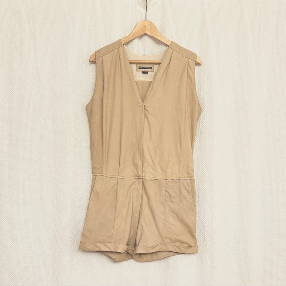 Tan Suede Sleeveless Jumpsuit - Picture 1 of 9